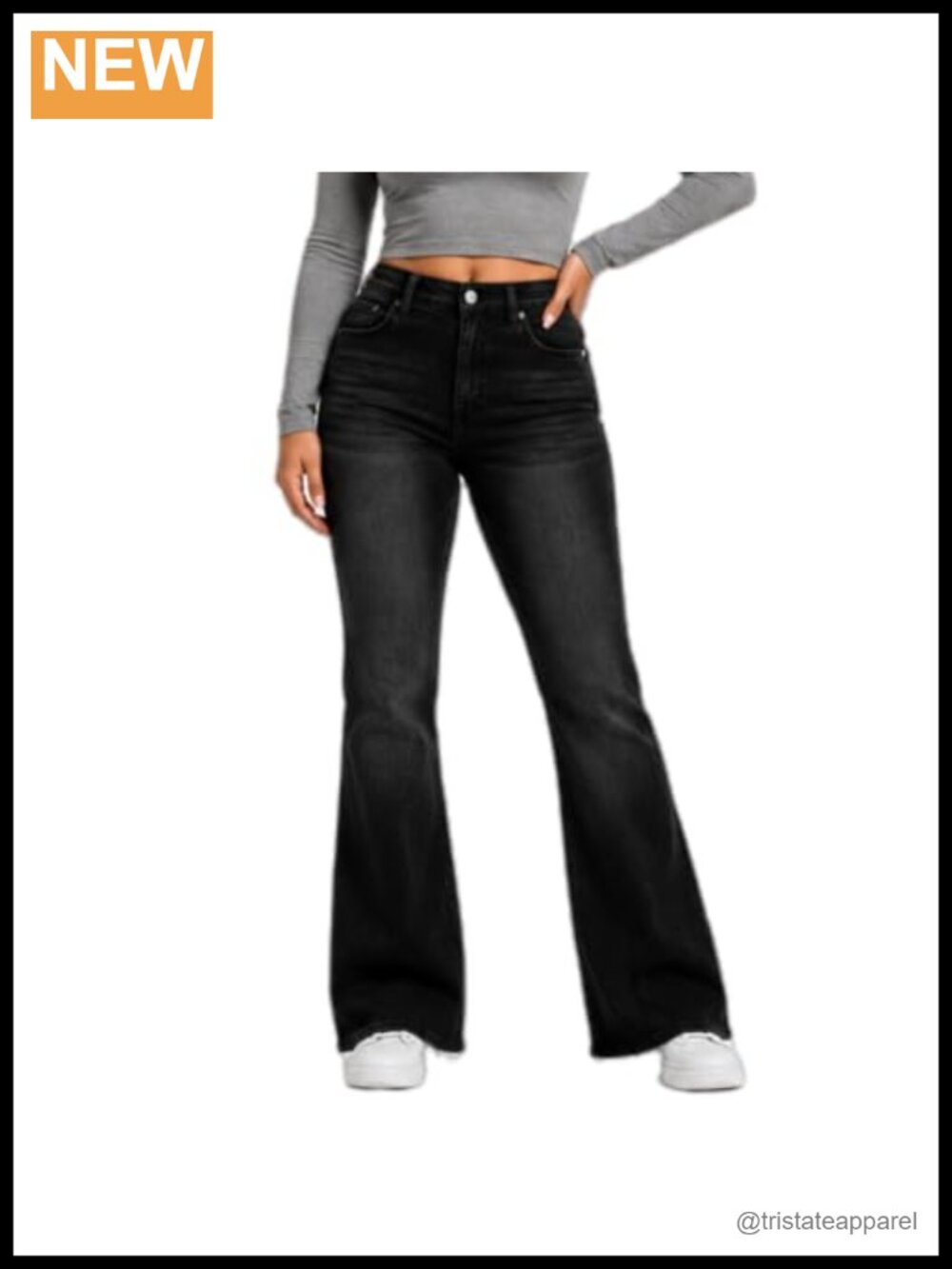 High Waisted Flare Jeans Stretchy Denim Tummy Control Bell Bottoms